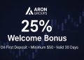 Aron Groups 25% Welcome Bonus
